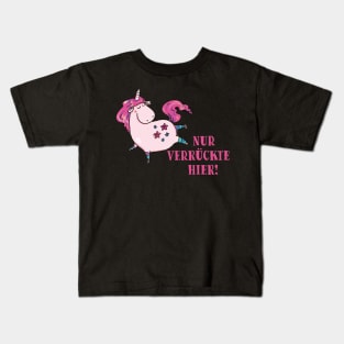 lustiges Einhorn mit dem Spruch - Nur verrückte hier! Kids T-Shirt